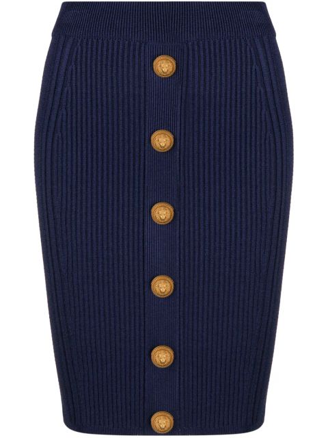 Balmain cable-knit pencil skirt - Blue