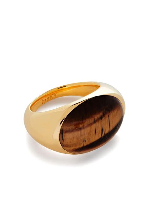 Monica Vinader Kate Young tiger-eye signet band ring - Gold - zdjęcie produktu nr 1