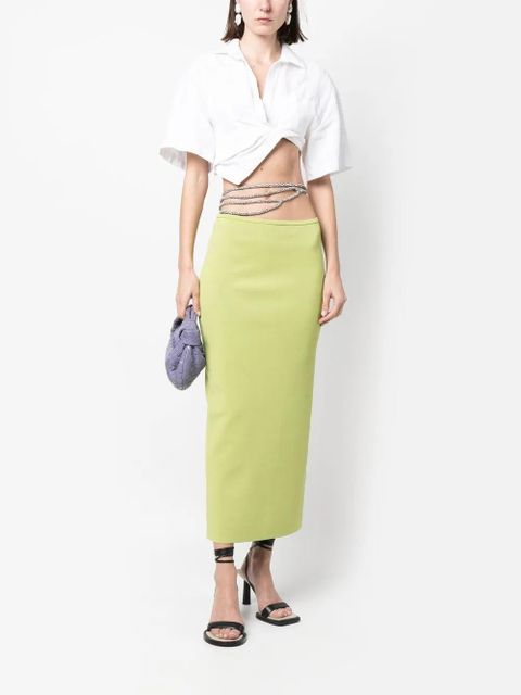 Christopher Esber crystal-embellished strap-detail skirt - Green - zdjęcie produktu nr 2