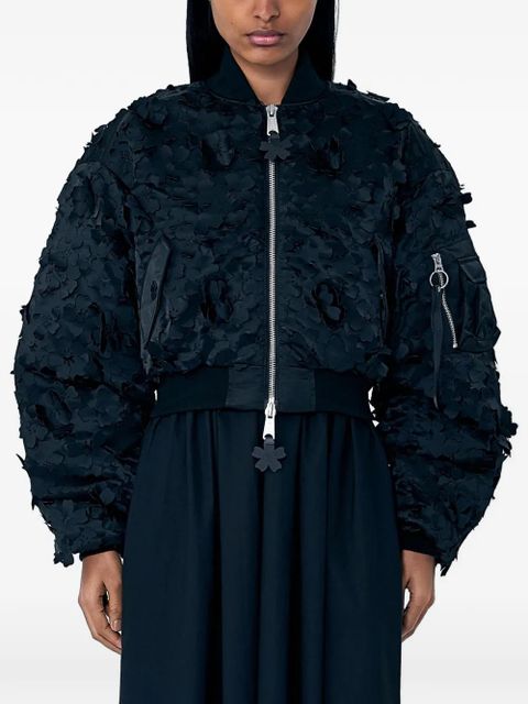 Cecilie Bahnsen x Alpha CB MA-1 floral-appliqué bomber jacket - Black - zdjęcie produktu nr 1