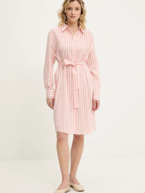 Answear.LAB sukienka z domieszką jedwabiu kolor różowy mini prosta - zdjęcie produktu nr 2