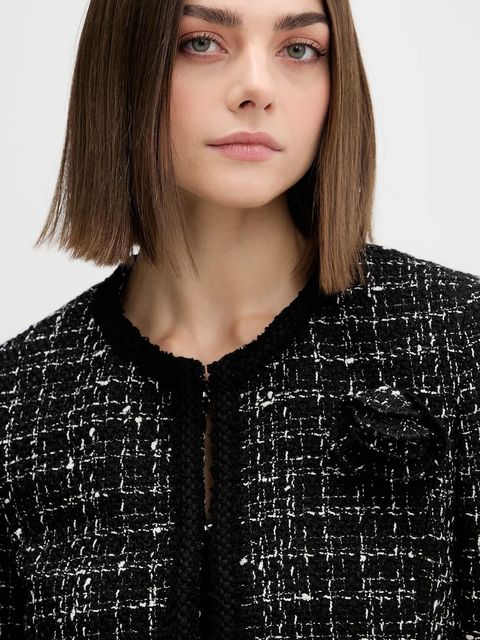 HUGO marynarka z wełną kolor czarny jednorzędowa wzorzysta 50547594