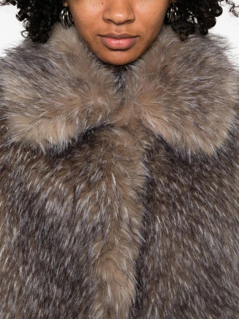 Maje collared faux-fur coat - Brown