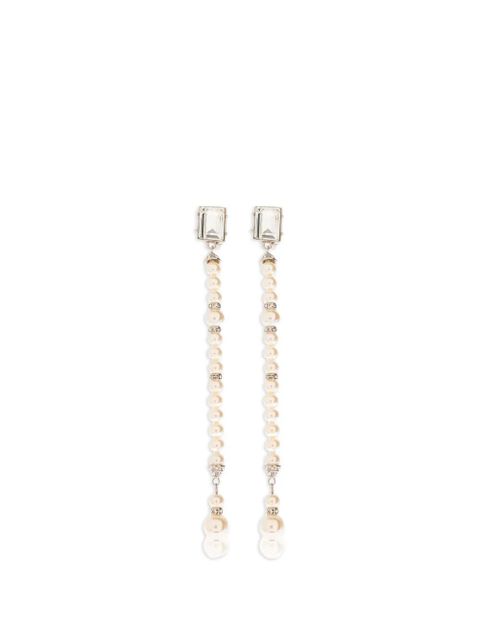 Alessandra Rich stone pearl drop earrings - Neutrals - zdjęcie produktu nr 1