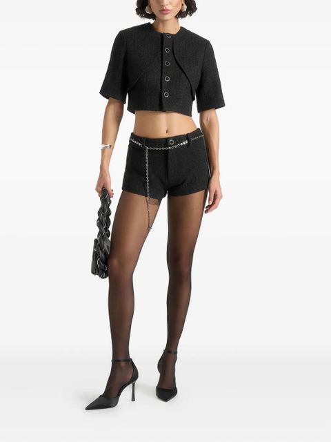 Manière De Voir Alba mock-neck curve-detail tweed top - Black - zdjęcie produktu nr 2