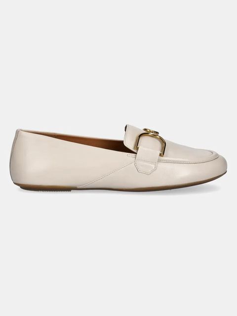 Geox mokasyny skórzane D PALMARIA damskie kolor beżowy na płaskim obcasie D45MUJ 000TU C1122 - zdjęcie produktu nr 2