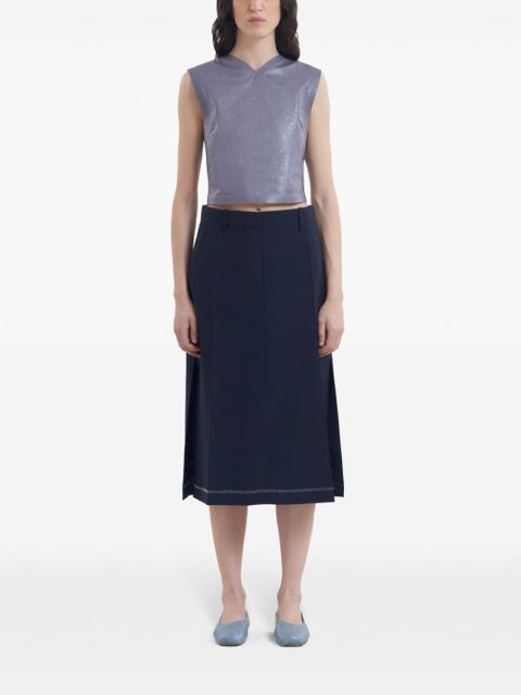 Marni decorative-stitching skirt - Blue
