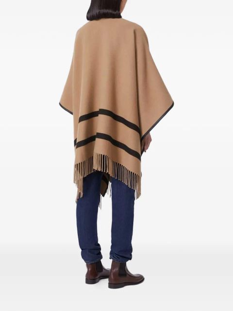 Max Mara jacquard fringed-hem wool poncho - Neutrals