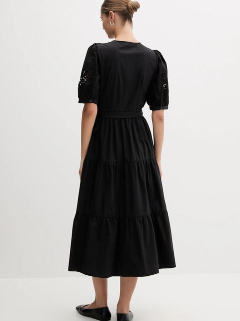 Dkny sukienka bawełniana kolor czarny midi rozkloszowana P5DB0B48 - zdjęcie produktu nr 2