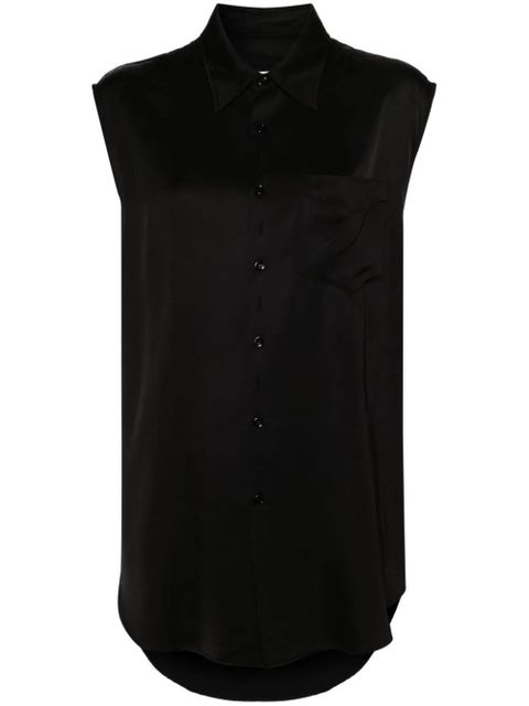 MM6 Maison Margiela ripped-detail satin-weave shirt - Black - zdjęcie produktu nr 1
