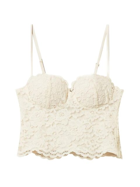 TWINSET lace-pattern cropped bustier top - Neutrals - zdjęcie produktu nr 1