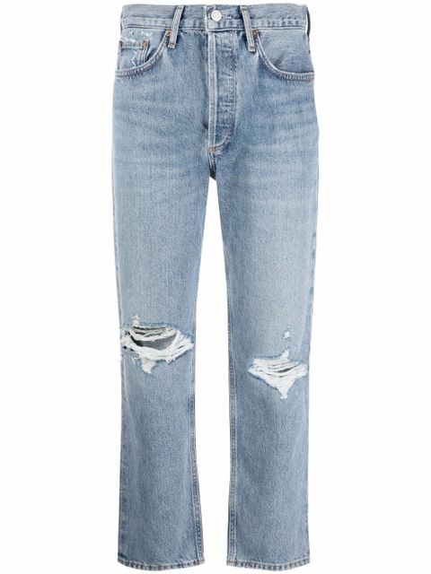 AGOLDE Fen distressed straight-leg jeans - Blue