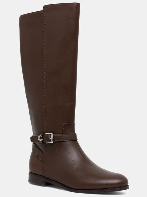 Lauren Ralph Lauren kozaki skórzane Brooke Tll 2 damskie kolor brązowy na płaskim obcasie 802974383002 - zdjęcie produktu nr 1