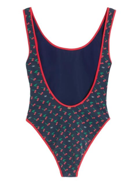 Valentino Garavani Cherryfic-print swimsuit - Blue