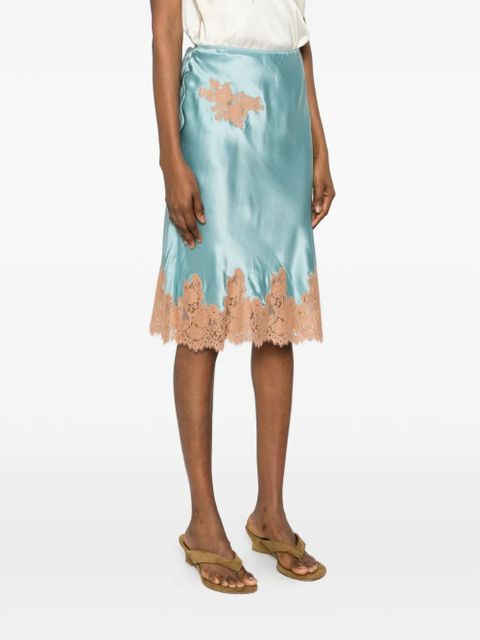 DÔEN Elowette lace-trim midi skirt - Blue