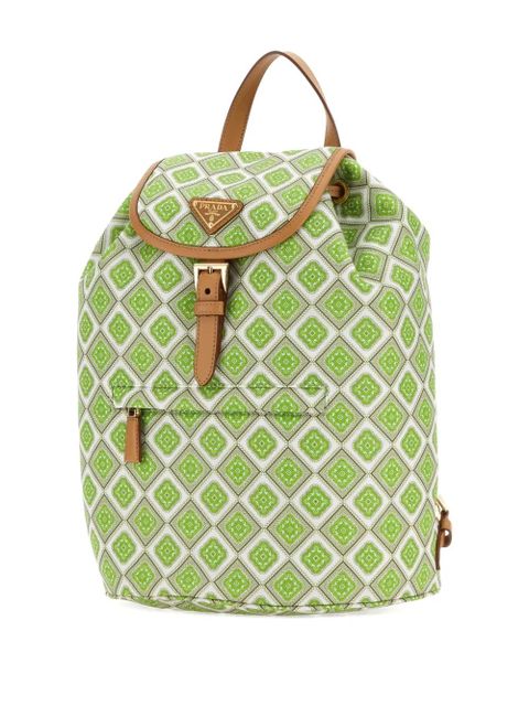 Prada geometric-print drawstring backpack - Green
