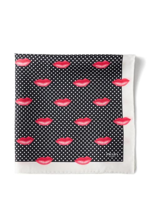 Prada Printed silk twill scarf - Black - zdjęcie produktu nr 2