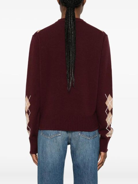 Chloé V-neck argyle-knit jumper - Red