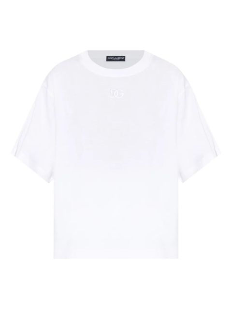 Dolce & Gabbana logo-embroidered short-sleeve T-shirt - White - zdjęcie produktu nr 1