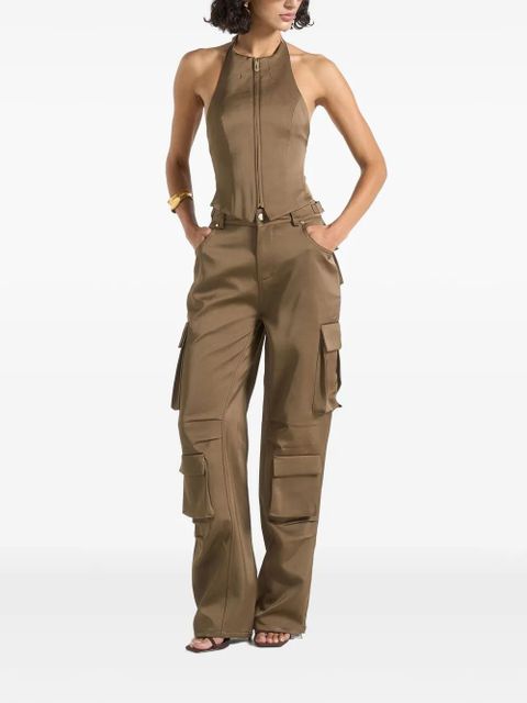 Manière De Voir Claudette satin halterneck backless top - Brown