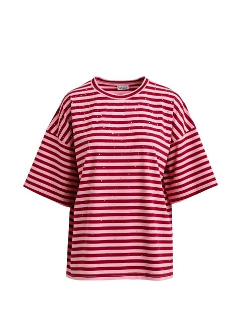 Essentiel Antwerp striped rhinestone-embellishment T-shirt - Red - zdjęcie produktu nr 1