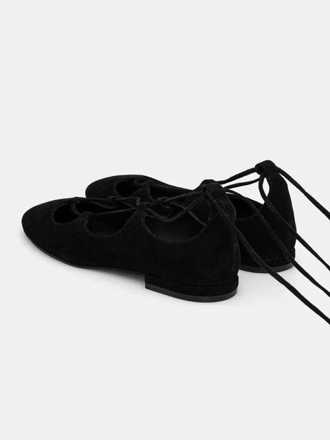 Answear.LAB baleriny zamszowe kolor czarny