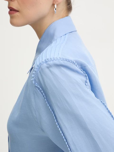 Silvian Heach koszula z dodatkiem lnu FARIN