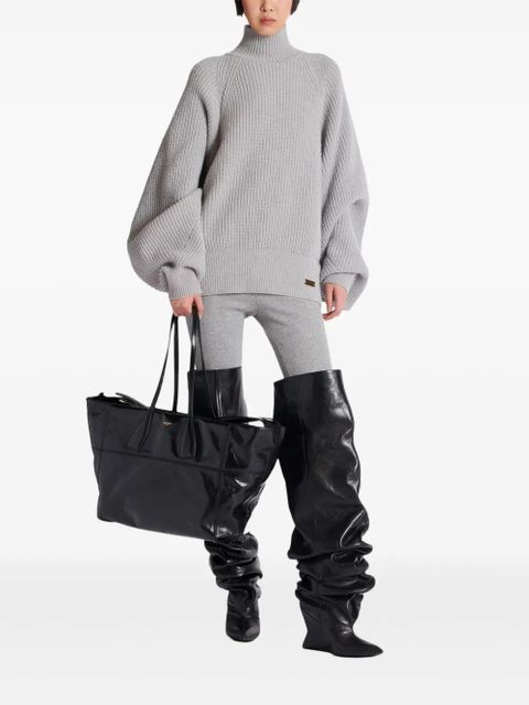 Balmain zip-detail leather tote bag - Black - zdjęcie produktu nr 2