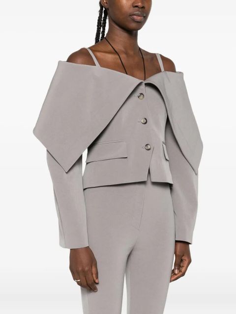 Nanushka foldback-neckline blazer - Grey