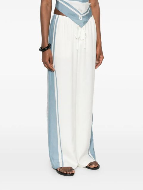 SIR. drawstring stripe trousers - White