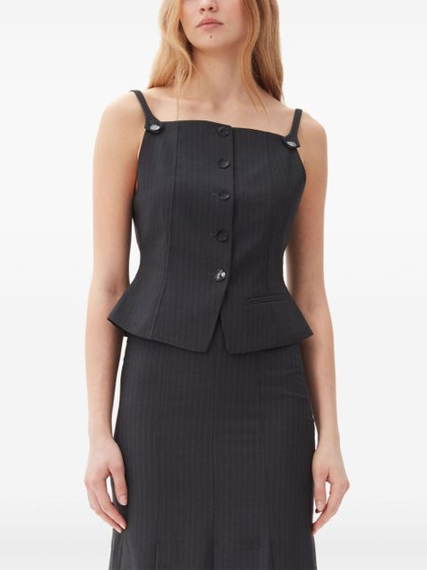 GANNI pinstripe-print vest - Grey