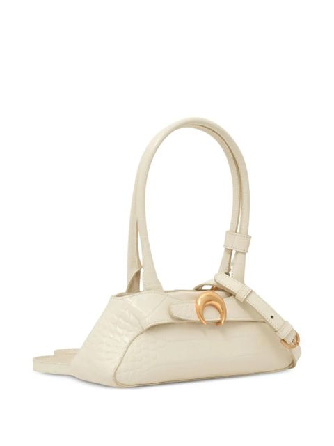 Marine Serre mini Aurora crocodile-embossed tote bag - White