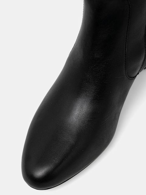 Lauren Ralph Lauren kozaki skórzane Kenndi Tl Hl damskie kolor czarny na słupku 802980067001