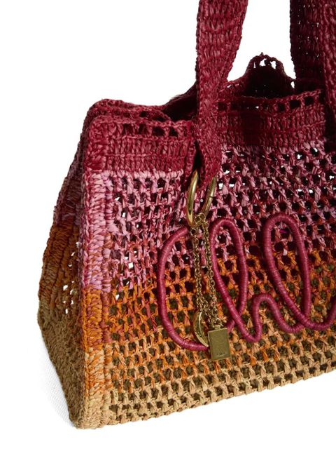 Chloé crocheted raffia tote bag - Pink