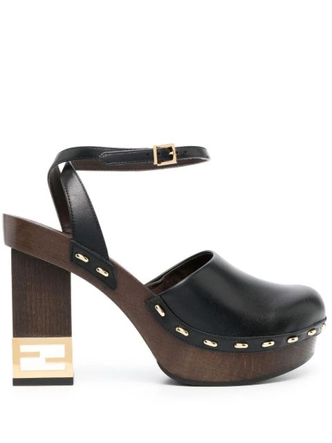 FENDI Baguette Show leather high-heeled clogs - Black - zdjęcie produktu nr 1
