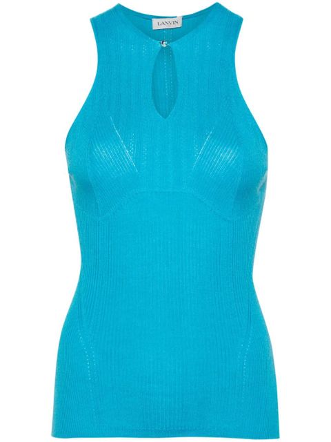 Lanvin keyhole-neck ribbed tank top - Blue - zdjęcie produktu nr 1