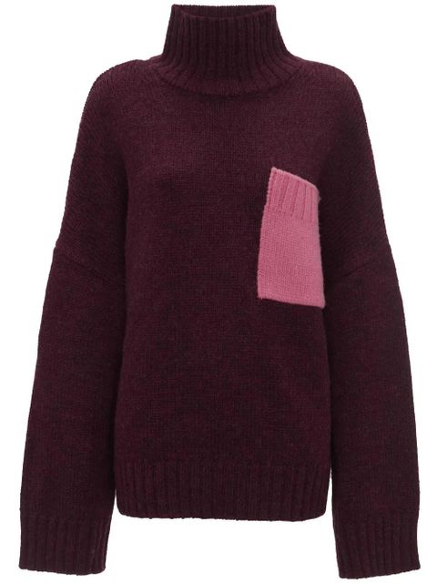 JW Anderson contrast-pocket ribbed-knit jumper - Purple