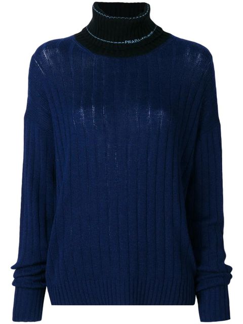 Prada logo turtleneck jumper - Blue - zdjęcie produktu nr 1
