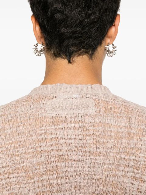 Acne Studios semi-sheer panel ribbed-knit cardigan - Pink