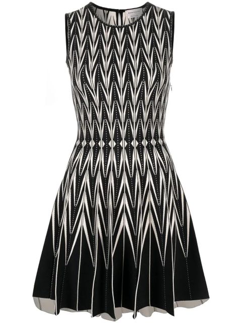 Alexander McQueen intarsia-knit belted dress - Black - zdjęcie produktu nr 1