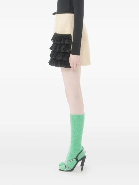 Valentino Garavani pleated-ruffle tweed skirt - Neutrals