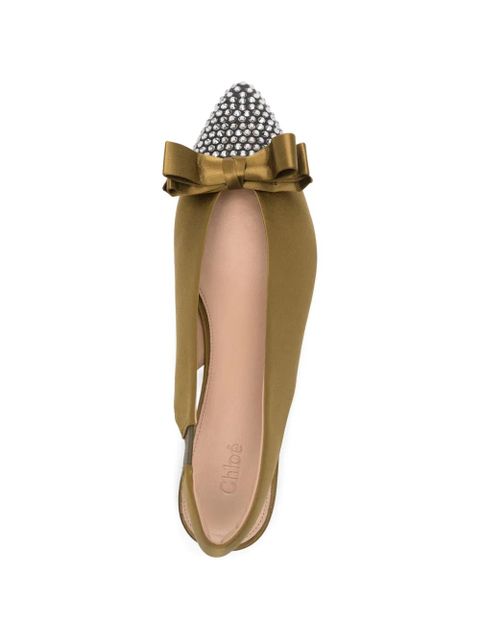 Chloé Alba bow-detail pointed-toe pumps - Green