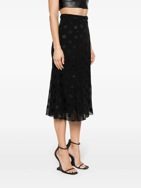 Dolce & Gabbana devoré godet midi skirt - Black - zdjęcie produktu nr 2