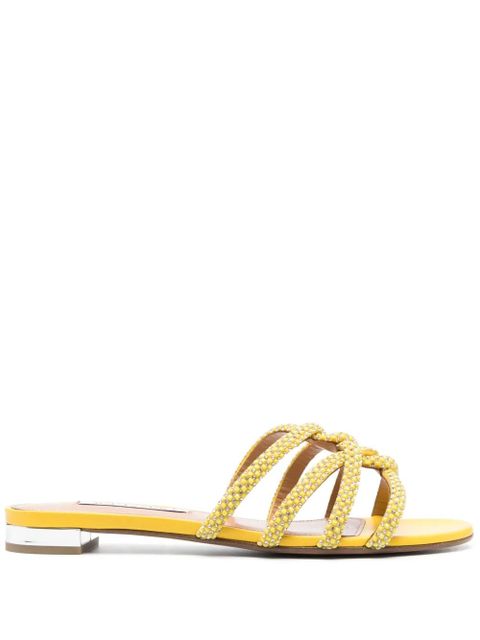 Aquazzura crystal-embellished flat sandals - Yellow - zdjęcie produktu nr 1