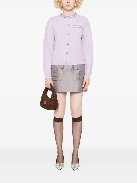 Self-Portrait crystal-embellished cardigan - Purple