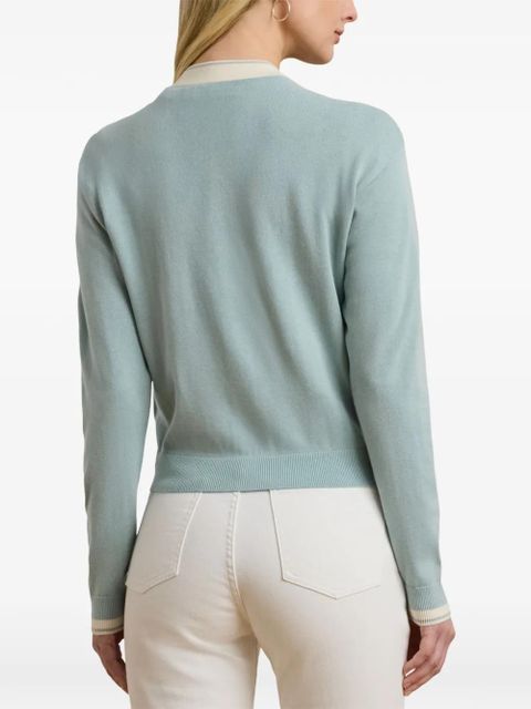 Lauren Ralph Lauren embroidered-logo cardigan - Blue