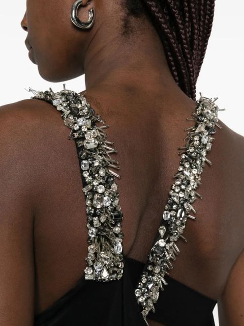 PINKO Isola embellished gathered mini dress - Black