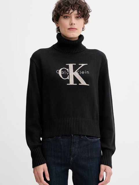 Calvin Klein Jeans sweter damski kolor czarny z golfem LV047D354G - zdjęcie produktu nr 1
