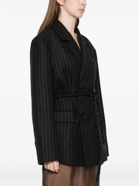 Nanushka Osono pinstripe tie-waist blazer - Black