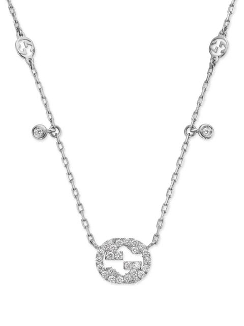 Gucci 18kt white gold Interlocking G diamond necklace - Silver